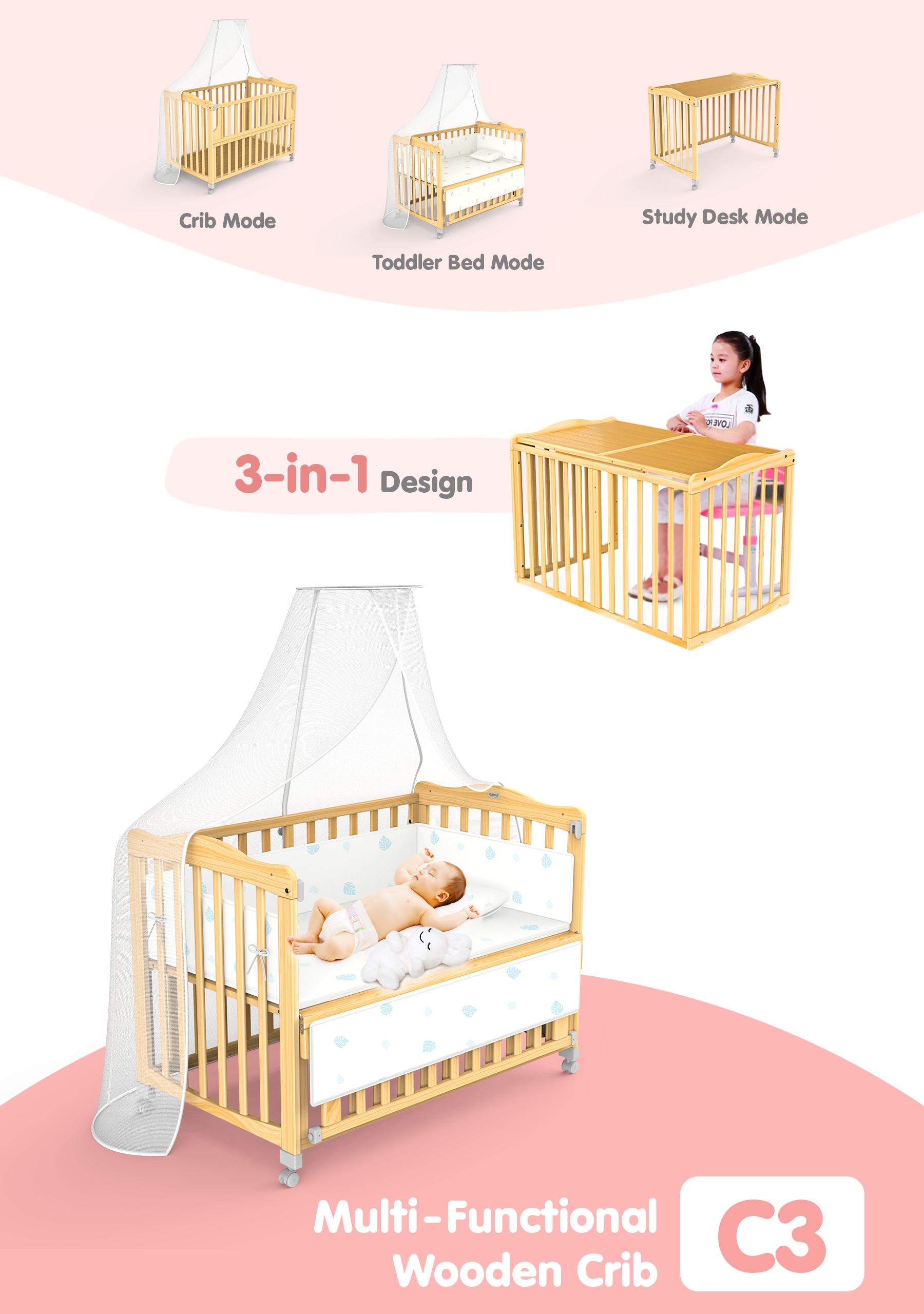Multifunctional Baby Cot C3