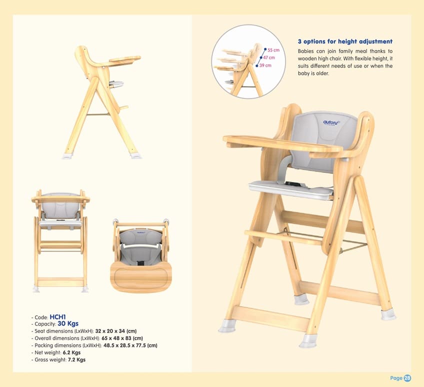 Wooden high chair H1